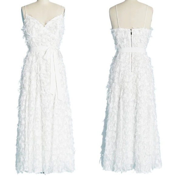 MODCLOTH Dresses | ModCloth White Midi Sleeveless Feathered Dress NWT Sz 6 - Picture 9 of 10